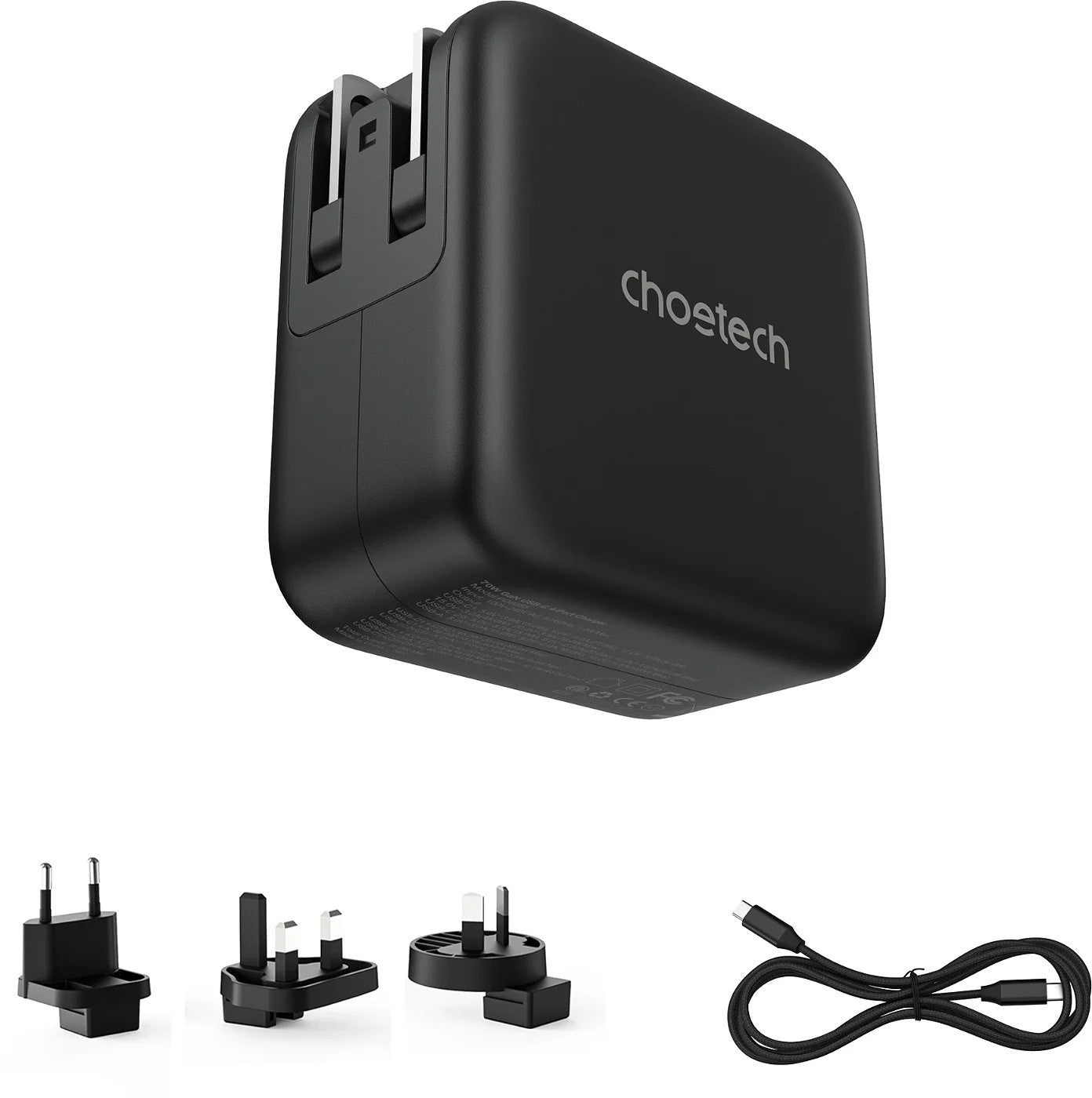 CHOETECH PD6055 GAN USB-C + USB-A 70w Travel Charger (US/EU/UK/AU) - SuperSaverAU - view 3