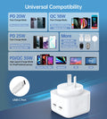 CHOETECH 35W Dual USB-C Charger with Power Delivery, Compact Travel Accessory - SuperSaverAU - view 3