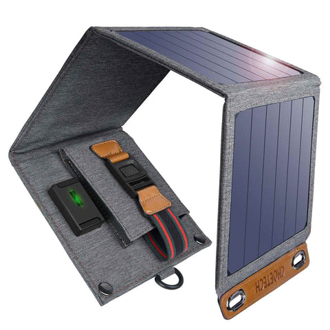 CHOETECH 14W USB Foldable Solar Charger, 5.8x6x2.1in, Waterproof, Smart Charging - SuperSaverAU - view 1