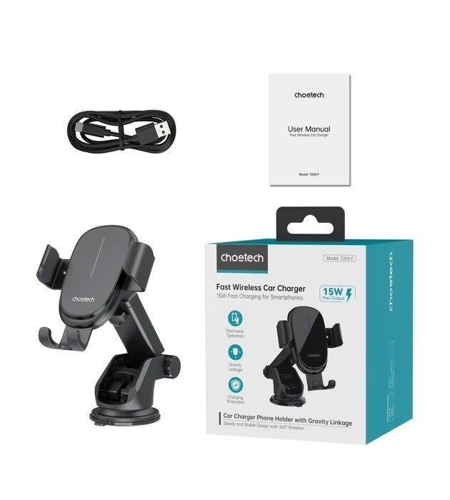 CHOETECH T203-F 15W Gravity Wireless Car Charger Holder