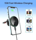 CHOETECH 15W Magnetic Car Charger Holder with LED Light, One-Handed Operation - SuperSaverAU - view 2