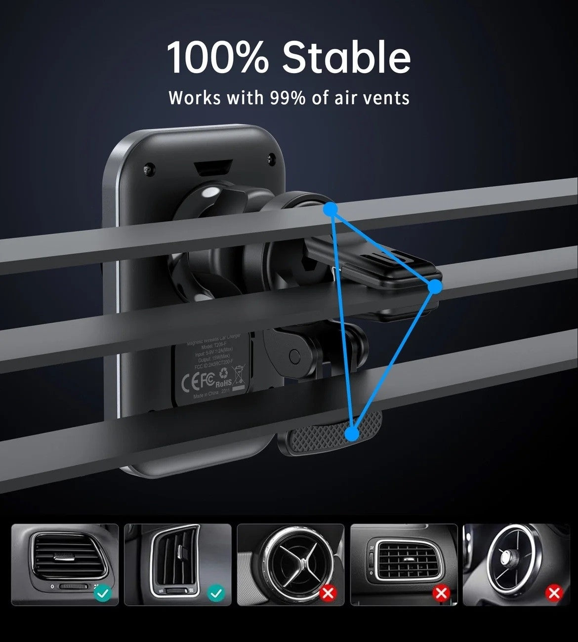 CHOETECH T206-F 15W Magnetic Car Charger Holder - SuperSaverAU - view 7