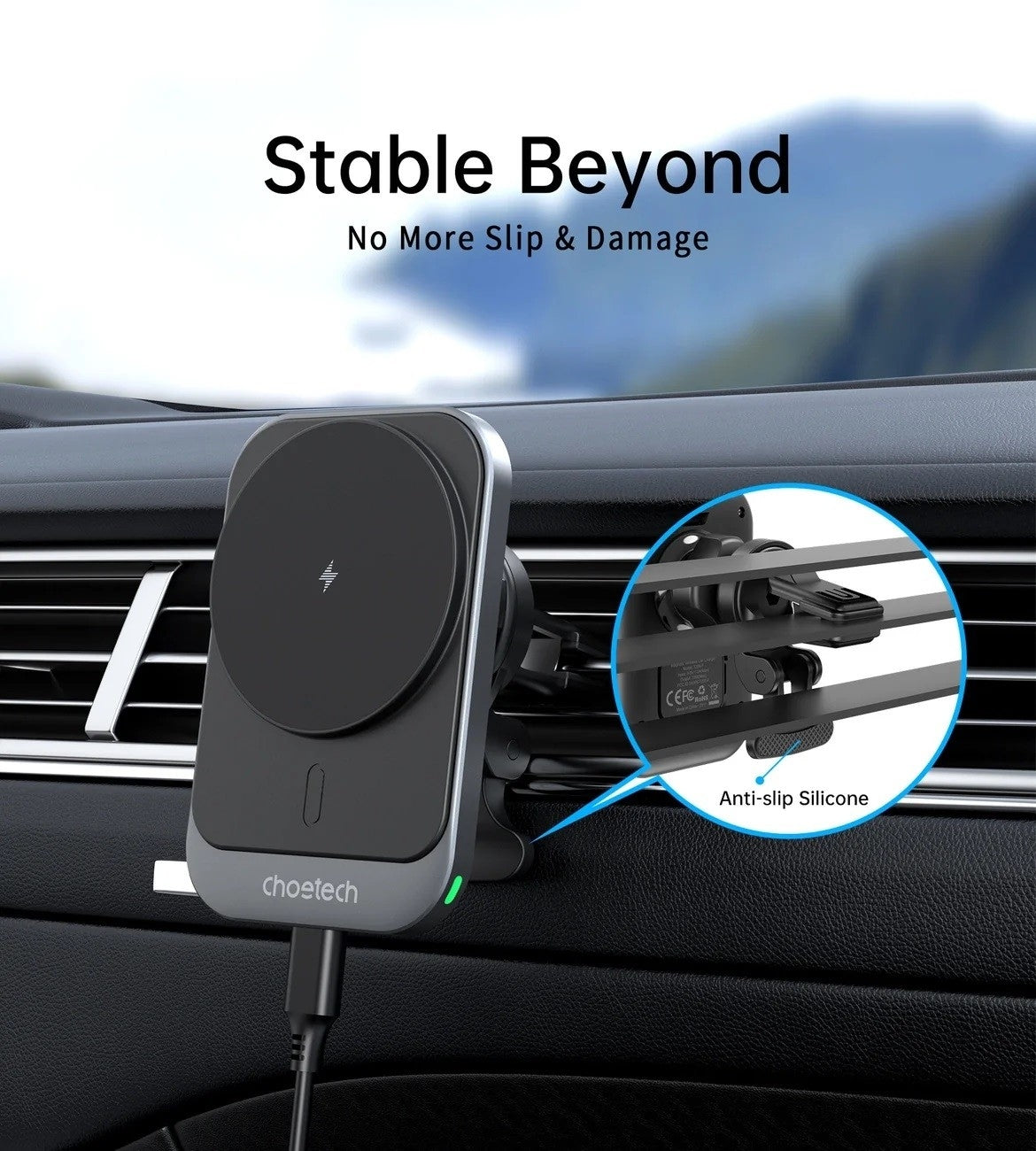 CHOETECH T206-F 15W Magnetic Car Charger Holder - SuperSaverAU - view 9