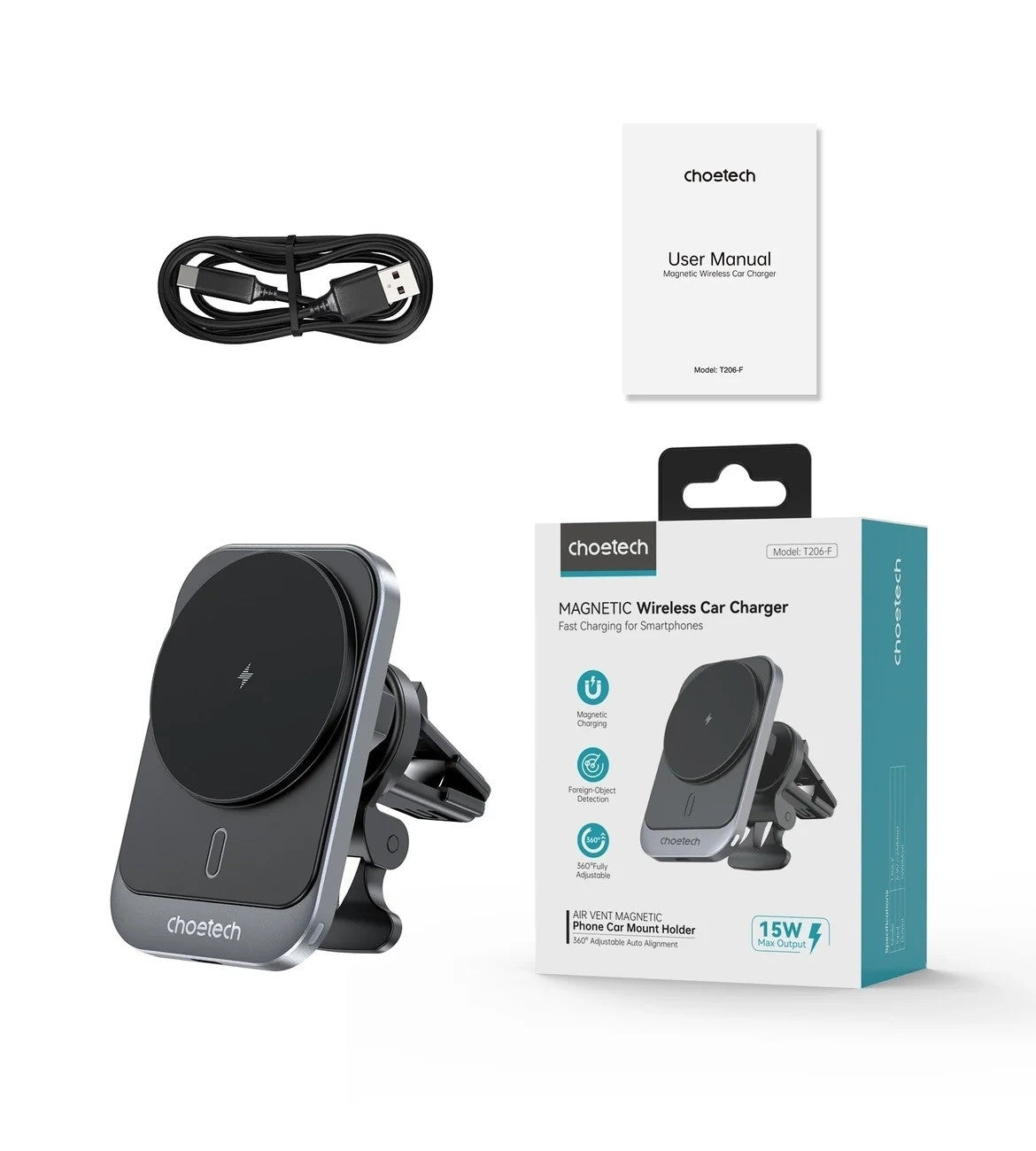 CHOETECH T206-F 15W Magnetic Car Charger Holder - SuperSaverAU - view 10