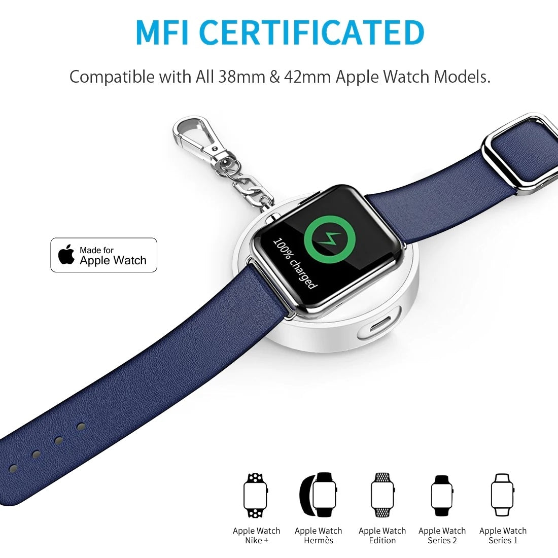 CHOETECH T313 MFI Magnetic Wireless Charger 900mAh power for iWatch (White) - SuperSaverAU - view 6