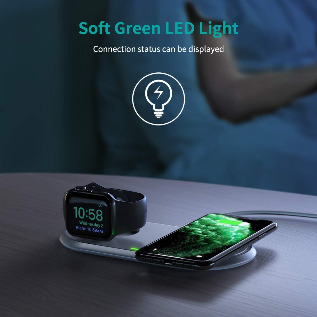 CHOETECH T317 2-in-1 Dual Wireless Charger Pad (MFI Certified) - SuperSaverAU - view 7