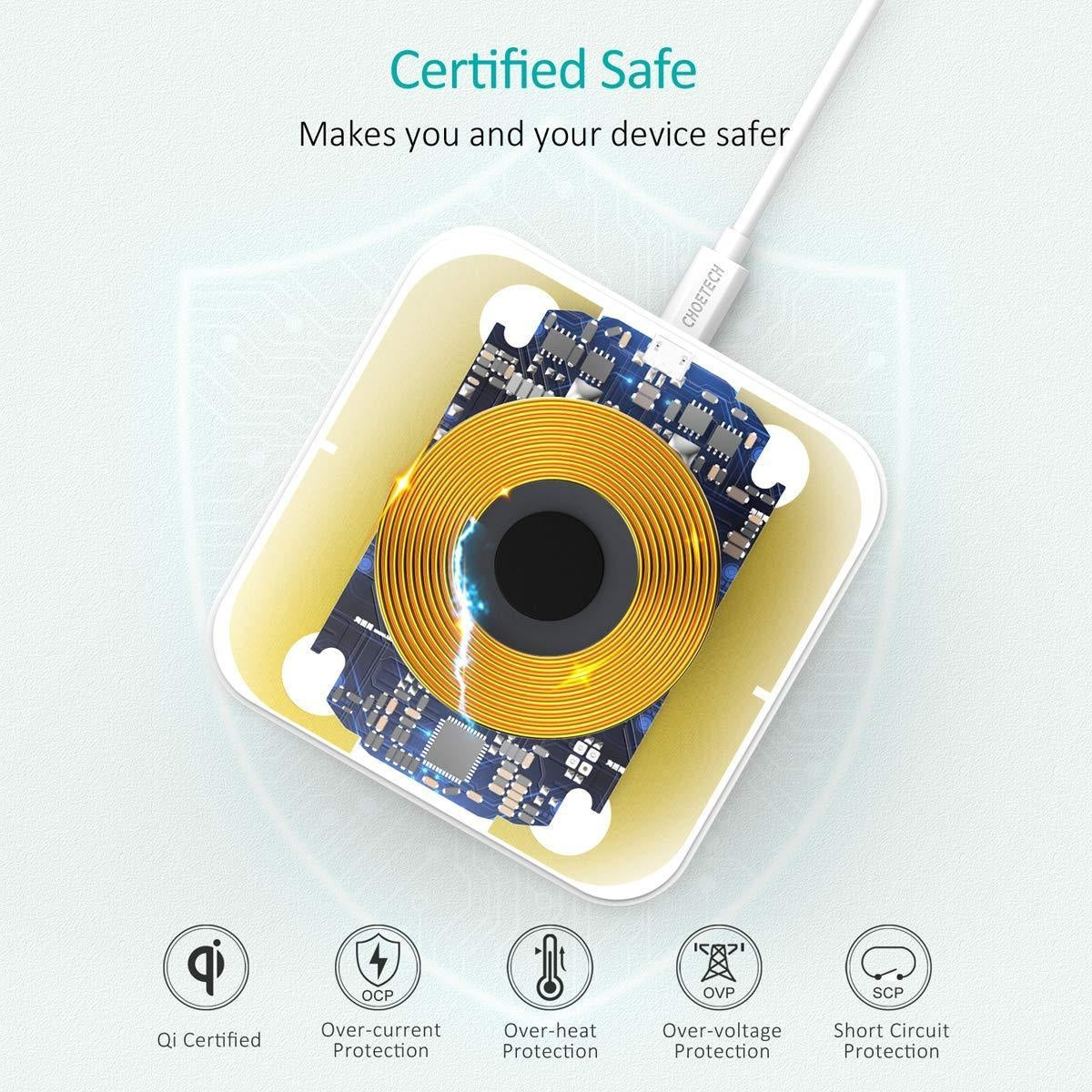 CHOETECH T511BW Fast Wireless Charging Pad Black And White 2 Pack