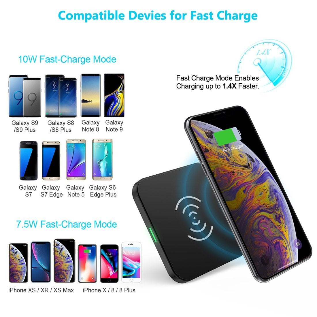 CHOETECH T511S 10W/7.5W Fast Wireless Charger Pad