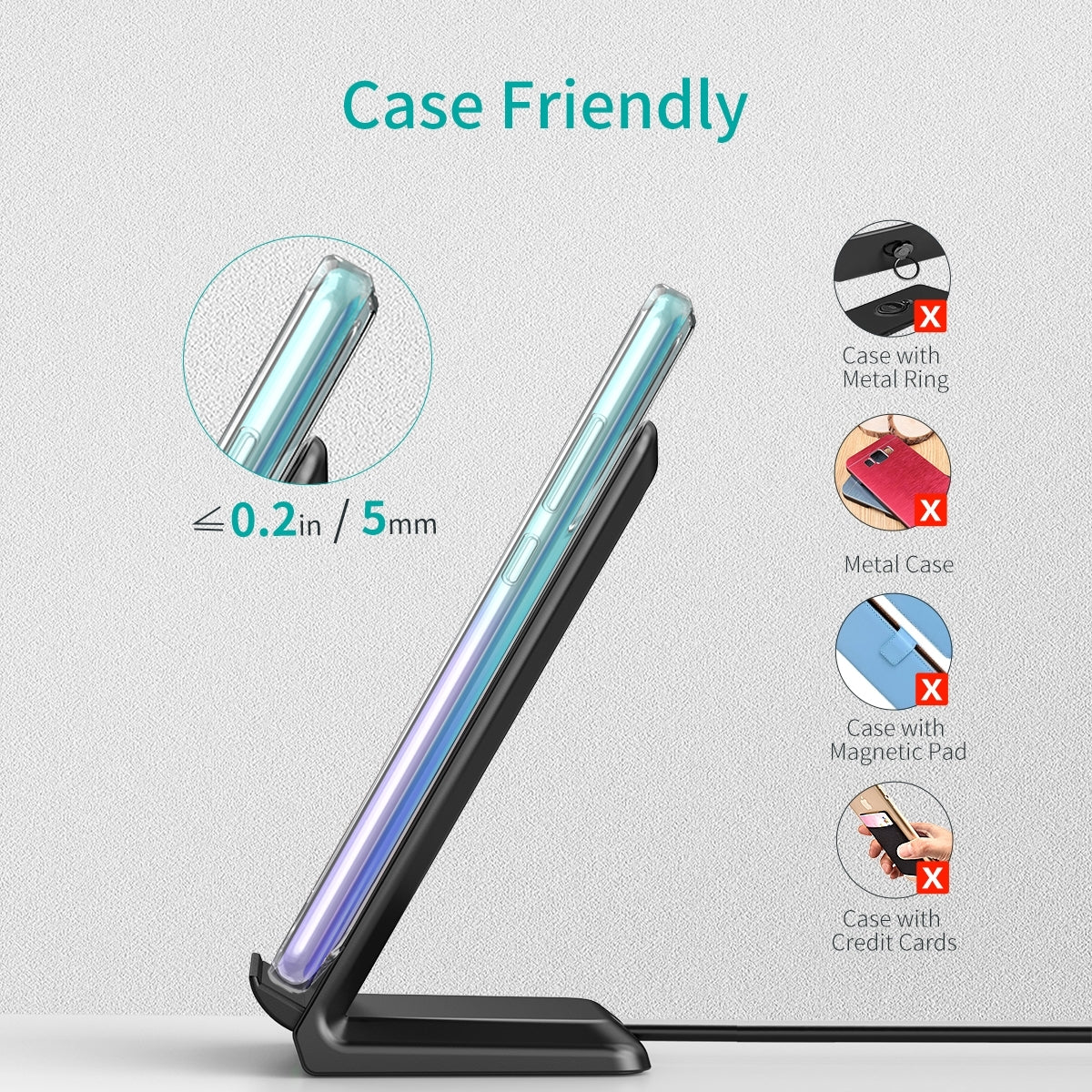 CHOETECH T524S 10W/7.5W Fast Wireless Charging Stand with AC Adapter - SuperSaverAU - view 4