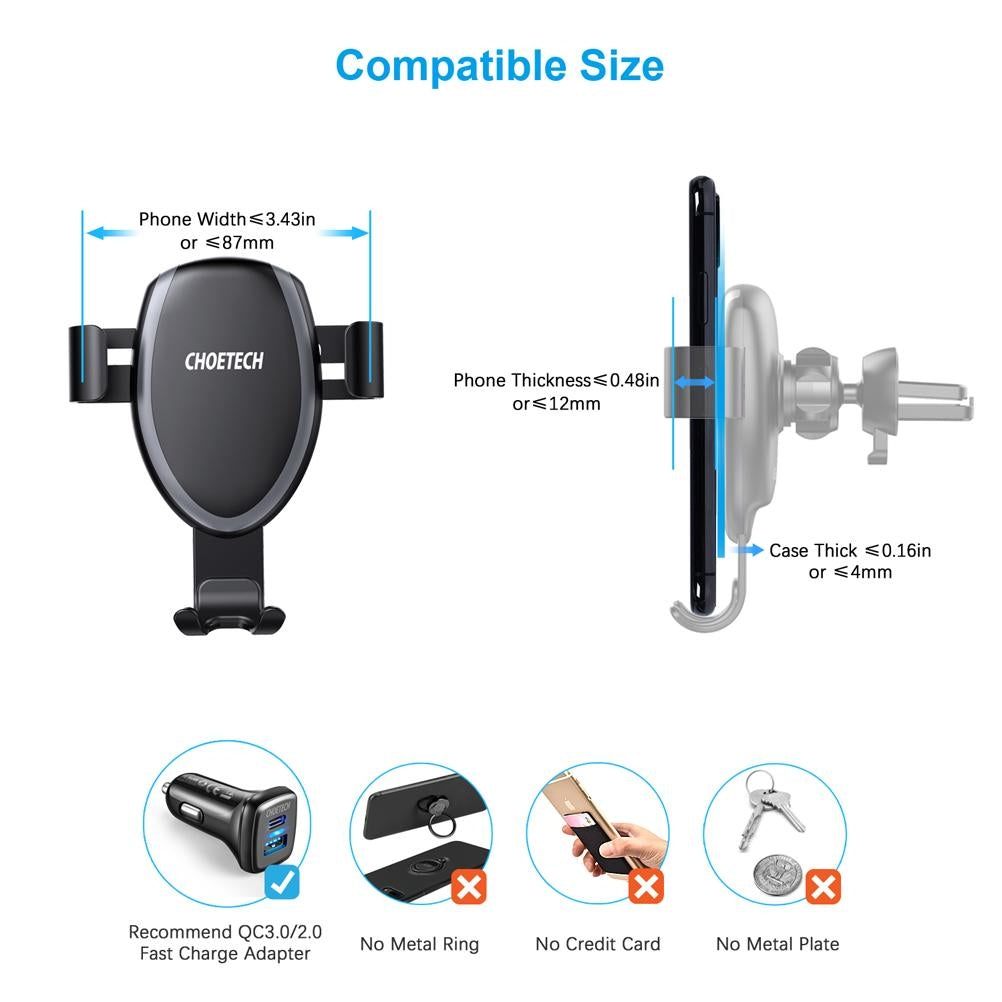 CHOETECH T536-S Fast Wireless Charging Car Mount Phone Holder - SuperSaverAU - view 4