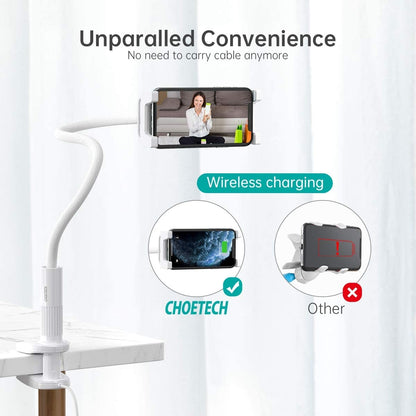 CHOETECH Wireless Charger Phone Holder 2 in 1, 10W & 7.5W Fast Charging, Adjustable Arm