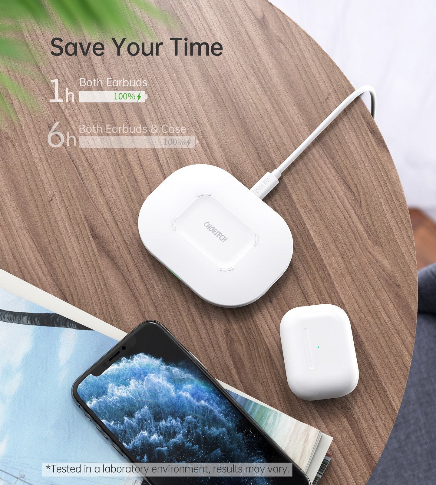 CHOETECH T550-F Airpods/Phone Wireless Fast Charging Pad - SuperSaverAU - view 3
