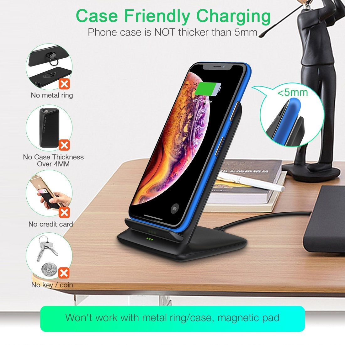 Choetech T555-S 10W Wireless Charger Stand - SuperSaverAU - view 3