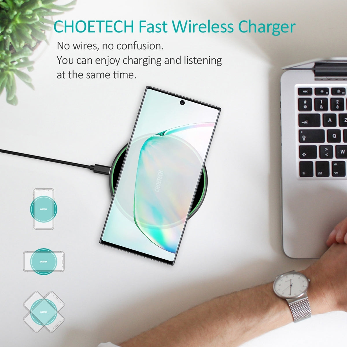 CHOETECH T559-F 15W Wireless Charging Pad with AC Adapter - SuperSaverAU - view 7