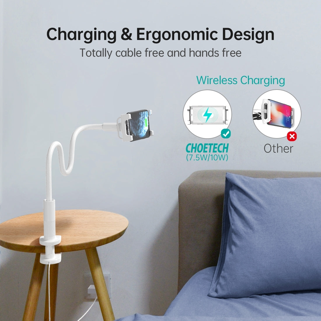 CHOETECH T584-F 2-in-1 15W Phone Mount with Fast Wireless Charger (for 4-7 inch) - SuperSaverAU - view 4