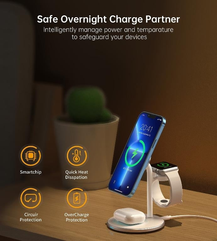 CHOETECH 3-in-1 Wireless Charging Station Dock for iPhone, Apple Watch, AirPods - SuperSaverAU - view 8