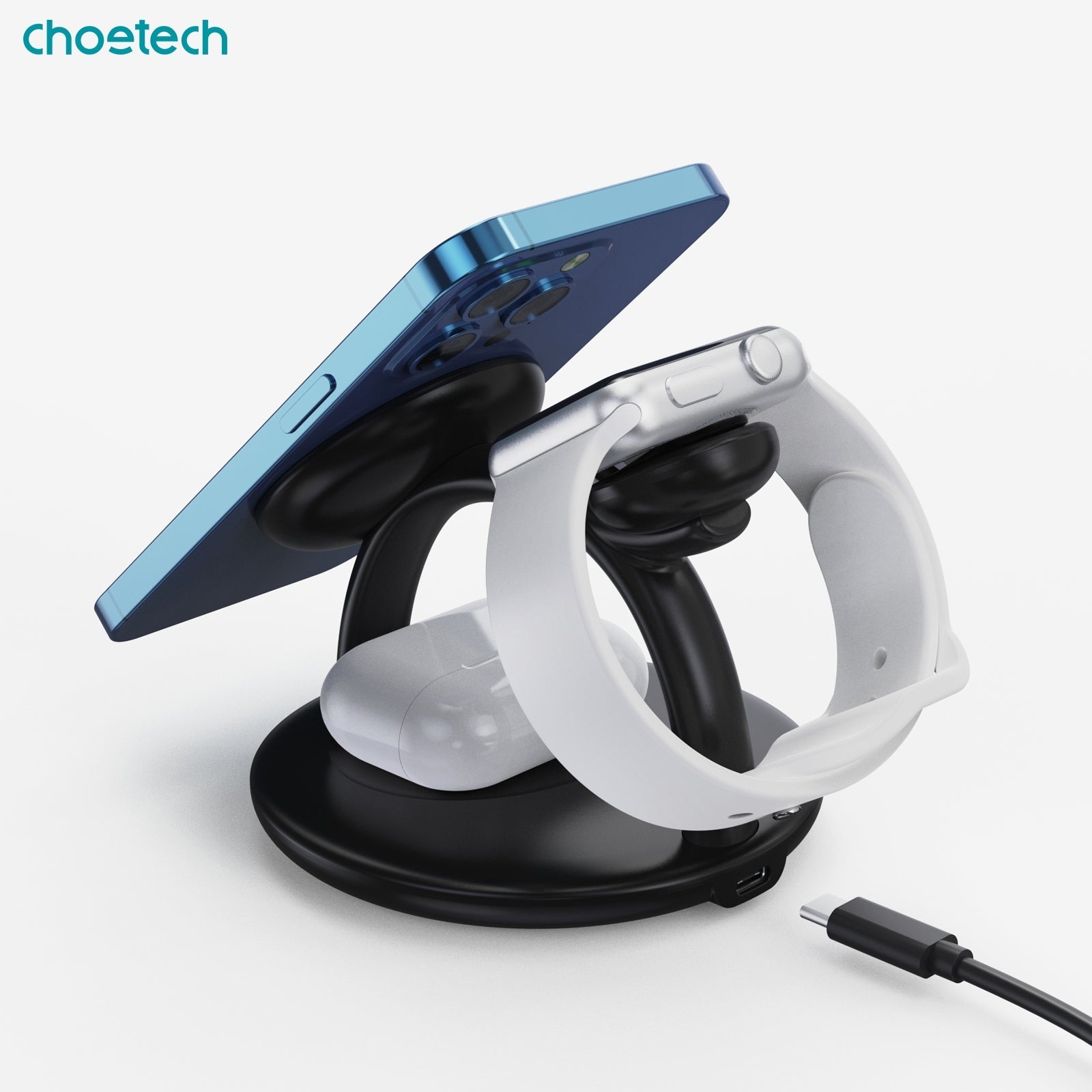 CHOETECH T587-F 3-in-1 Magnetic Wireless Charger Station for iPhone 12/13/14/AirPods Pro/iWatch - SuperSaverAU - view 6