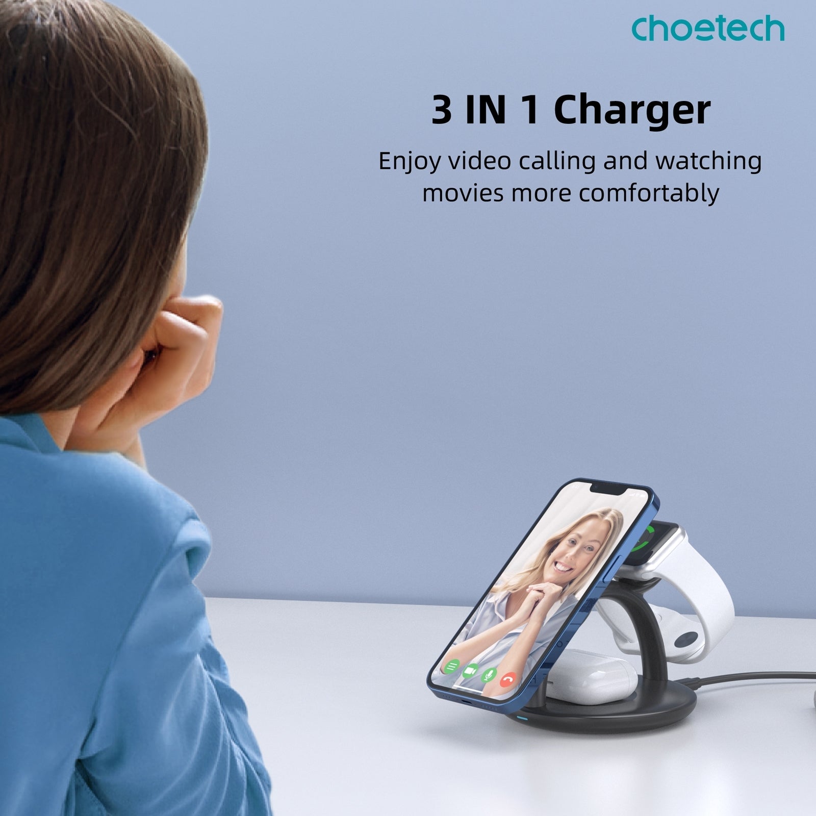 CHOETECH T587-F 3-in-1 Magnetic Wireless Charger Station for iPhone 12/13/14/AirPods Pro/iWatch - SuperSaverAU - view 8