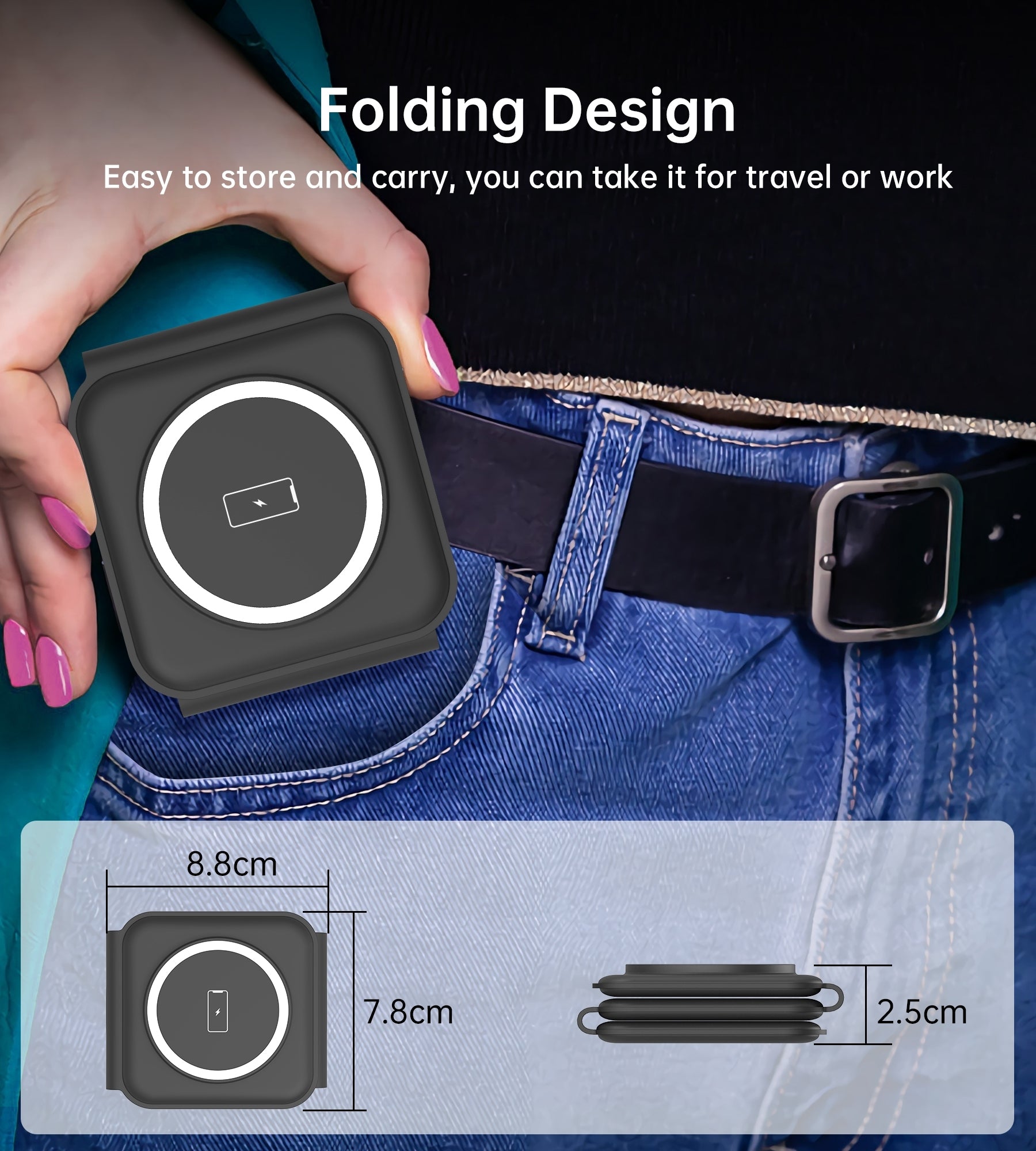 CHOETECH T588-F-BK 3-in-1 Foldable Fast Wireless Charger for Phone/Watch/Earphone - SuperSaverAU - view 8