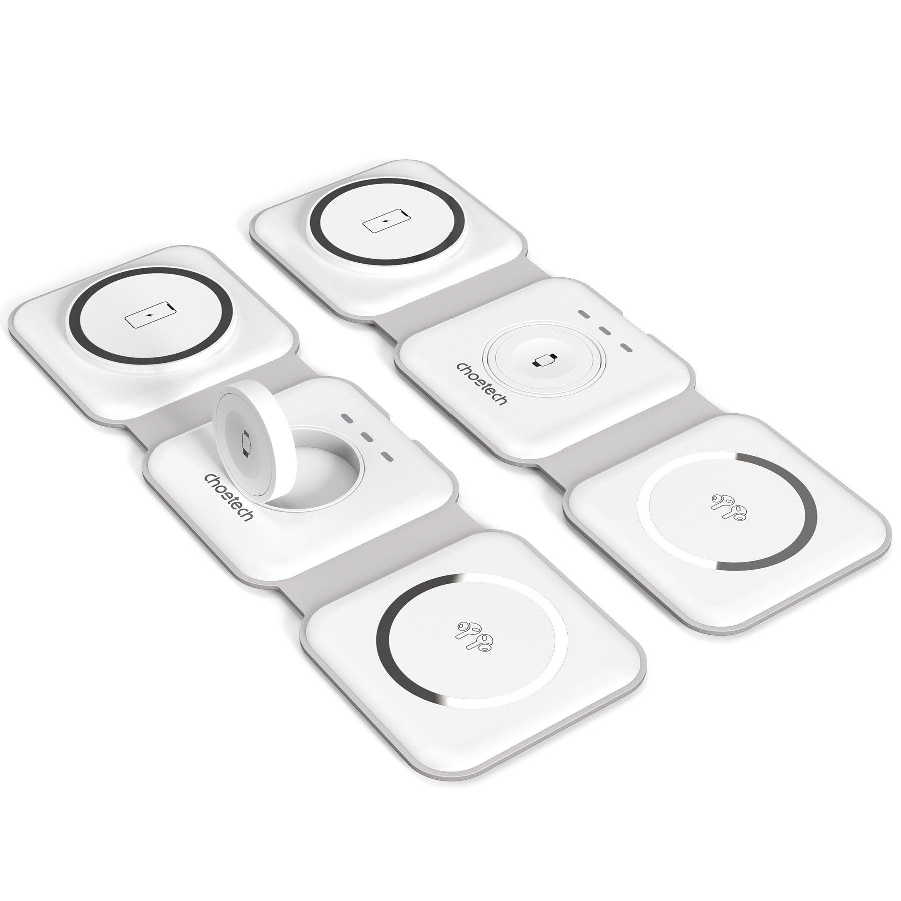 CHOETECH T588-F-WH 3-in-1 Foldable Fast Wireless Charger for Phone/Watch/Earphone - SuperSaverAU - view 3