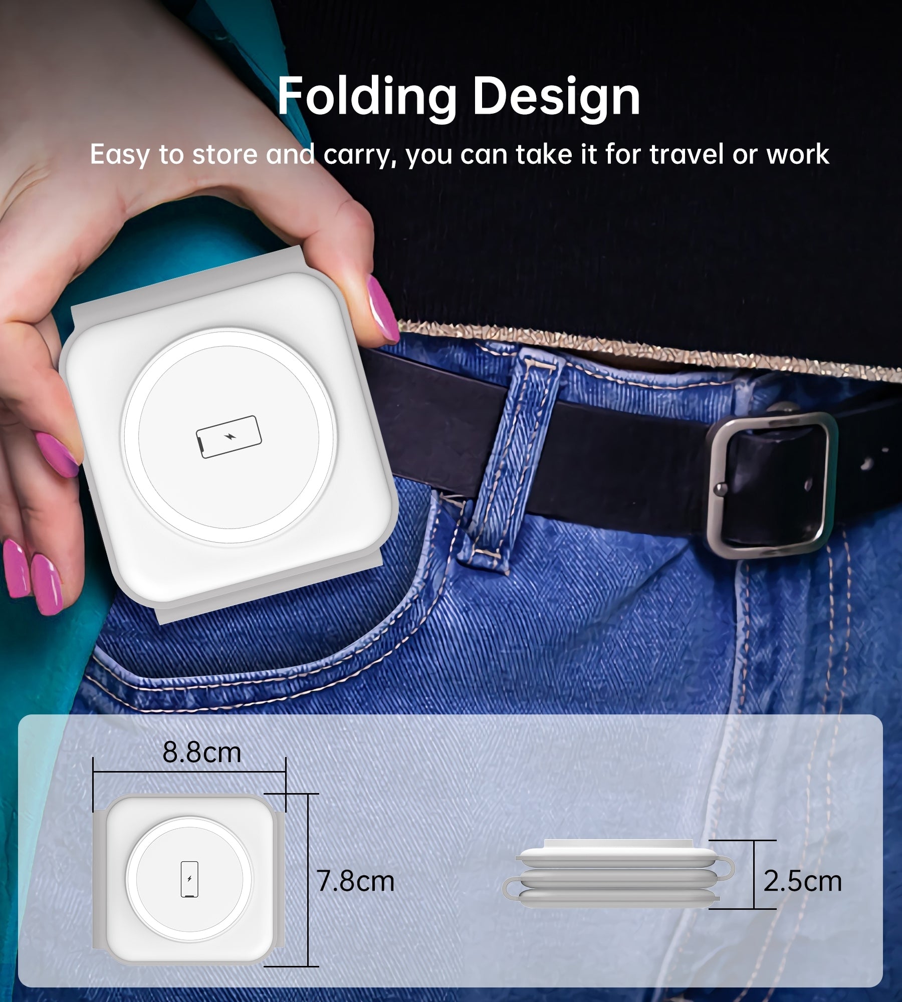 CHOETECH T588-F-WH 3-in-1 Foldable Fast Wireless Charger for Phone/Watch/Earphone - SuperSaverAU - view 6