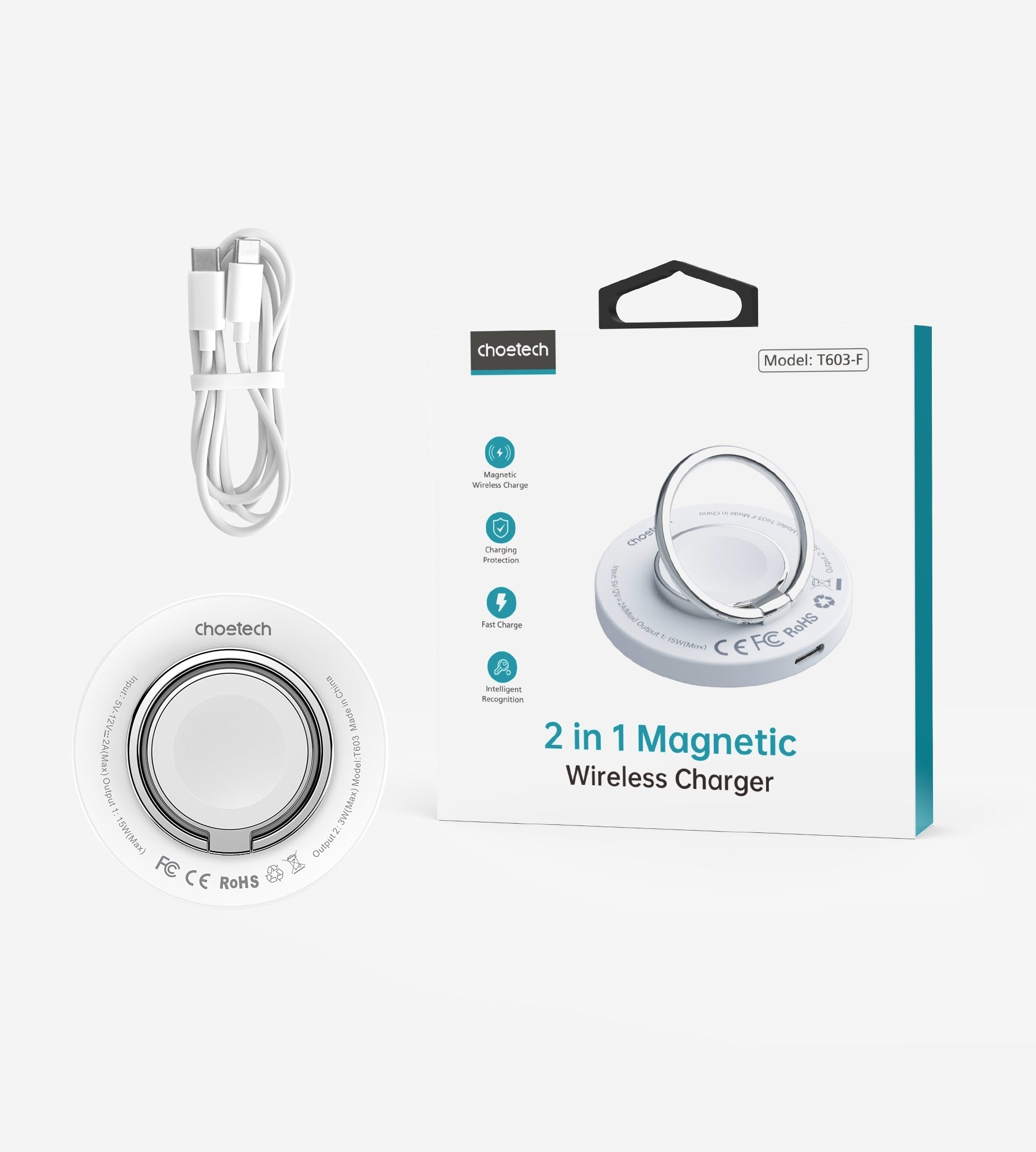 CHOETECH T603-F Ring Holder and Magnetic 15W Wireless Charger for Phone/airPod/iWatch - SuperSaverAU - view 5
