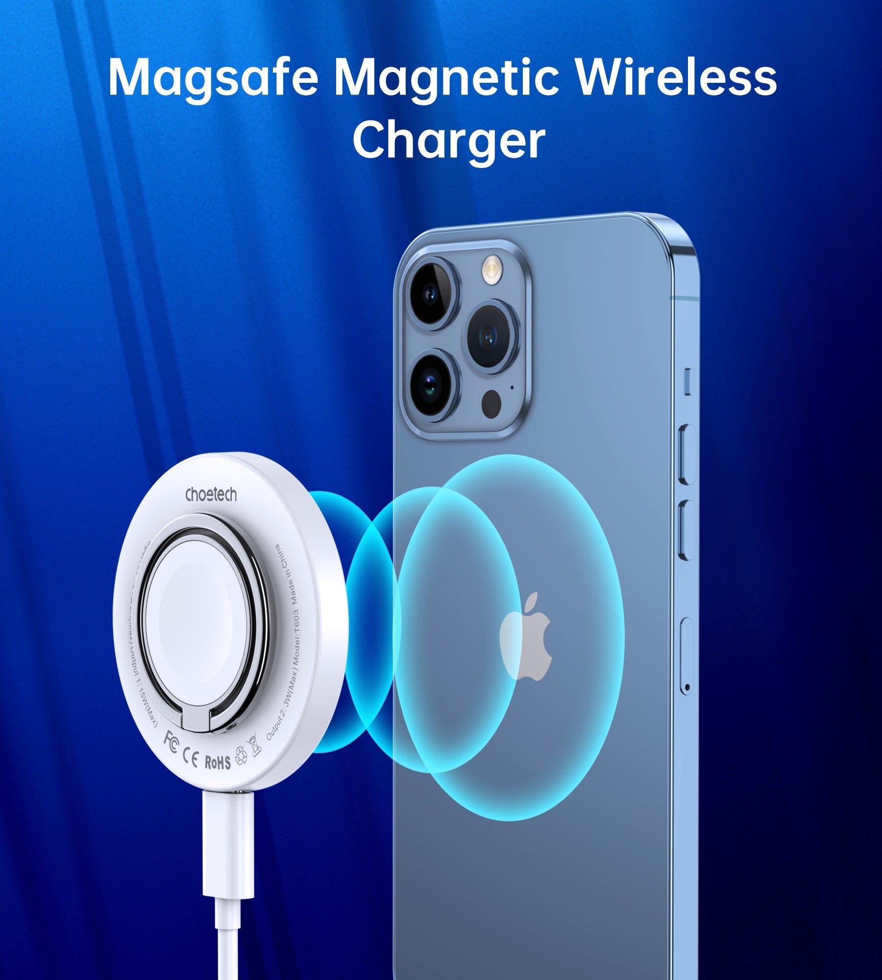 CHOETECH T603-F Ring Holder and Magnetic 15W Wireless Charger for Phone/airPod/iWatch - SuperSaverAU - view 6