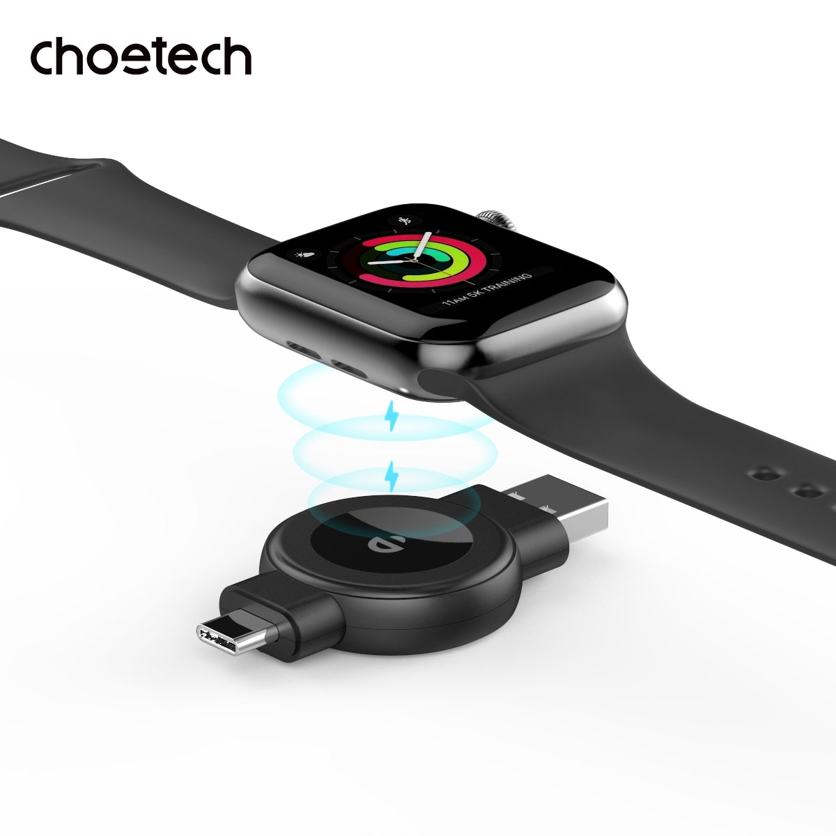CHOETECH T606-F USB-A +USB-C Magnetic Charger for Samsung & Apple Watch - SuperSaverAU - view 2
