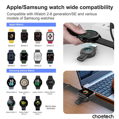 CHOETECH T606-F USB-A +USB-C Magnetic Charger for Samsung & Apple Watch