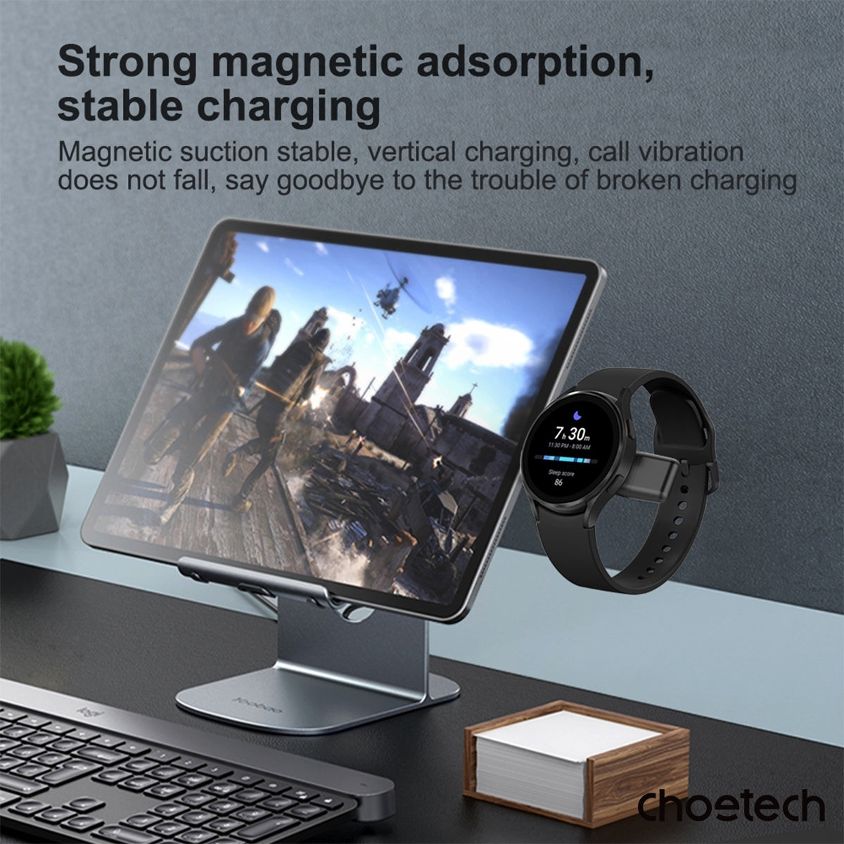 CHOETECH T606-F USB-A +USB-C Magnetic Charger for Samsung & Apple Watch - SuperSaverAU - view 7