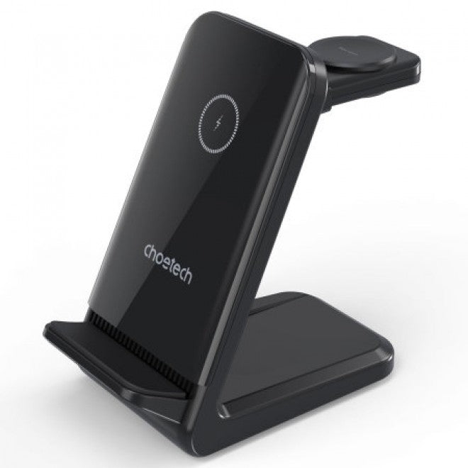CHOETECH T608-F-BK 15W 4-in-1 Wireless Charger Stand for iWatch and Samsung Watch (Black) - SuperSaverAU - view 1