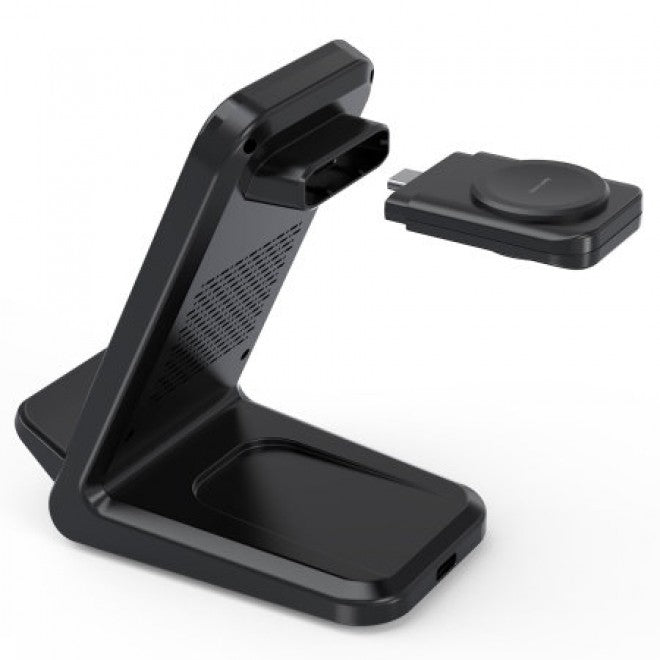 CHOETECH T608-F-BK 15W 4-in-1 Wireless Charger Stand for iWatch and Samsung Watch (Black) - SuperSaverAU - view 2