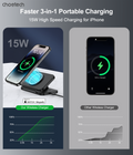 CHOETECH T616-F-BK 3in1 Magnetic Foldable Wireless Charger Black - SuperSaverAU - view 4