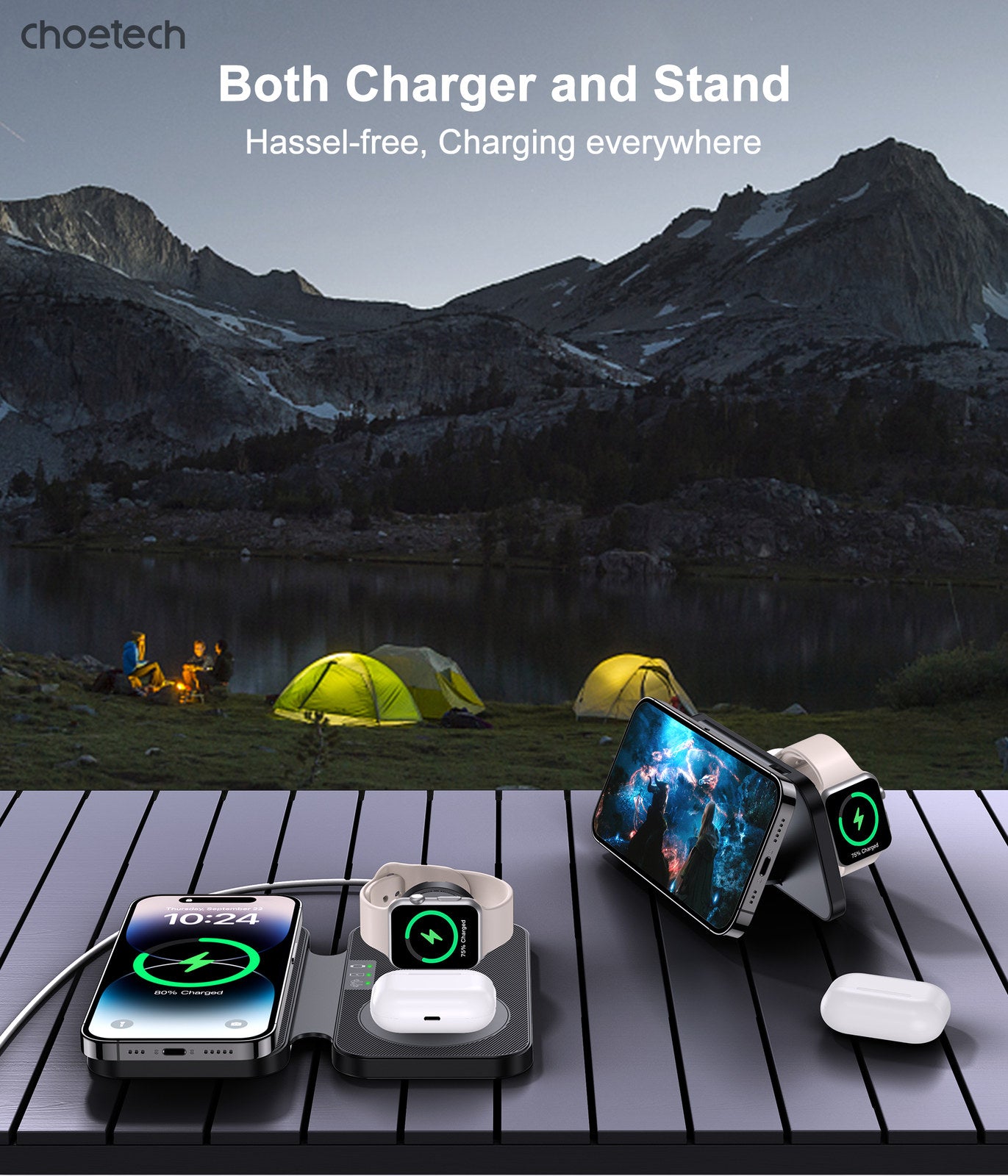 CHOETECH T616-F-BK 3in1 Magnetic Foldable Wireless Charger Black - SuperSaverAU - view 8