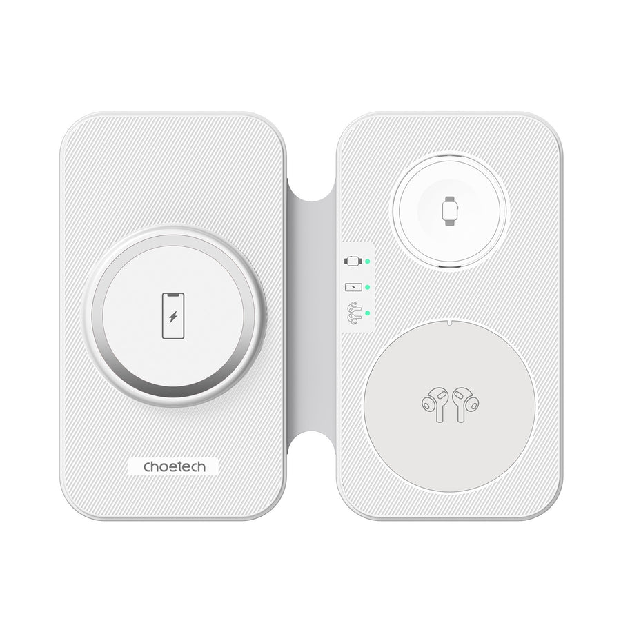 CHOETECH T616-F-WH 3in1 Magnetic Foldable Wireless Charger White - SuperSaverAU - view 1