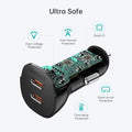 CHOETECH TC0008-BK Dual USB-C 36W Car Charger Adapter Black - SuperSaverAU - view 4