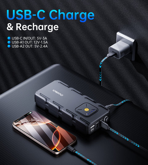 CHOETECH TC0009 16000mAh Portable Car Jump Starter with Emergency Light - SuperSaverAU - view 5