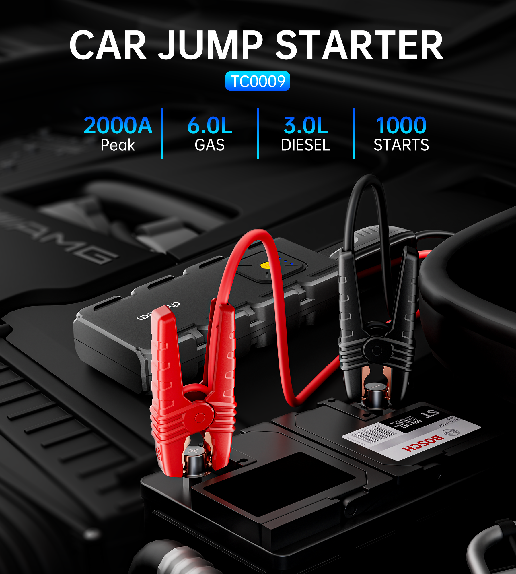 CHOETECH TC0009 16000mAh Portable Car Jump Starter with Emergency Light - SuperSaverAU - view 6