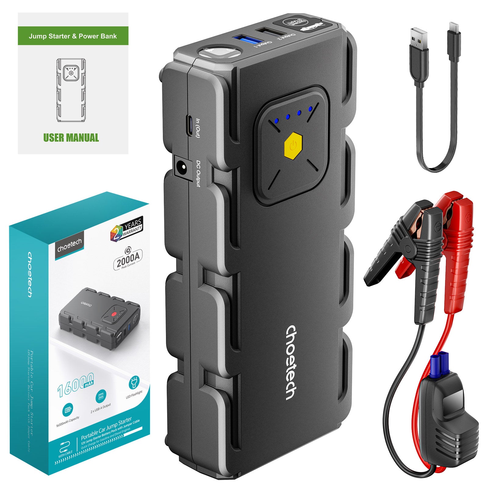 CHOETECH TC0009 16000mAh Portable Car Jump Starter with Emergency Light - SuperSaverAU - view 8