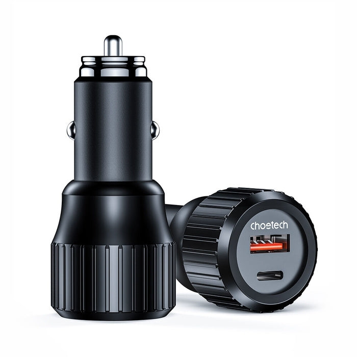 CHOETECH Dual-Port Fast Car Charger - PD45W USB-C & QC3.0 USB-A, 12V-24V - SuperSaverAU - view 3