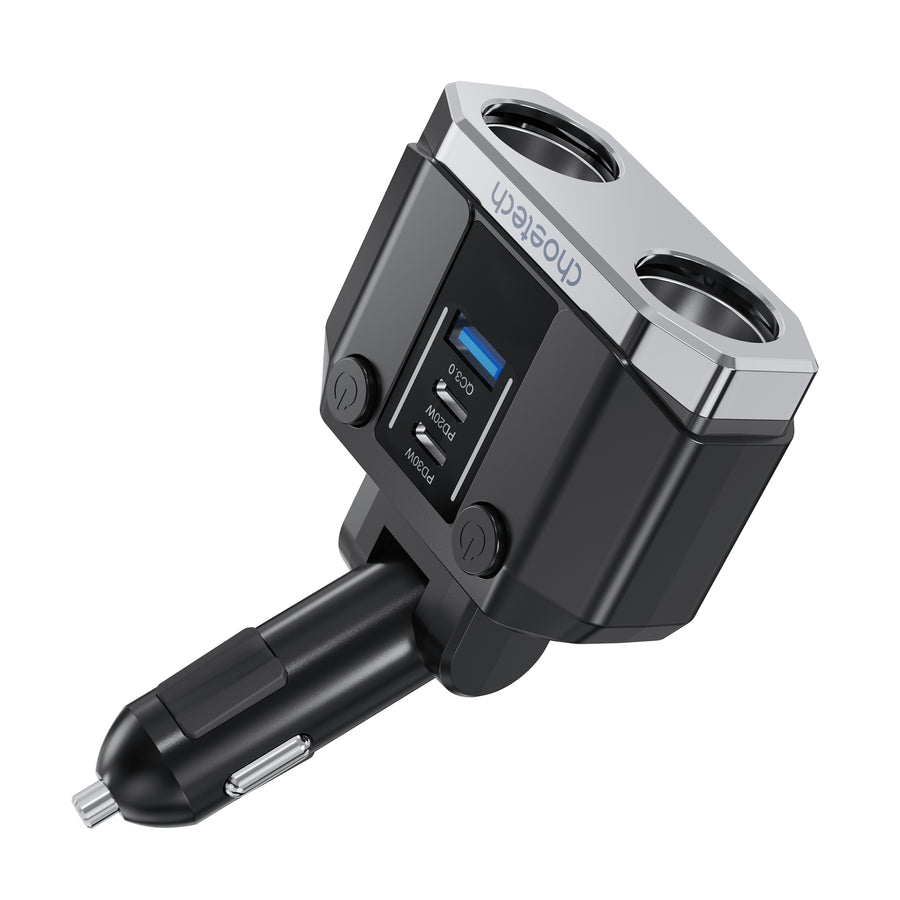 CHOETECH TC0020 45W 2 Sockets + 2x USB-C + 1x USB-A Cigarette Lighter Splitter - SuperSaverAU - view 1