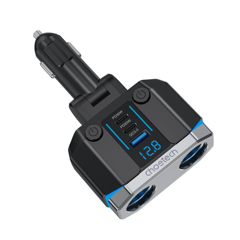 CHOETECH TC0020 45W 2 Sockets + 2x USB-C + 1x USB-A Cigarette Lighter Splitter - SuperSaverAU - view 2