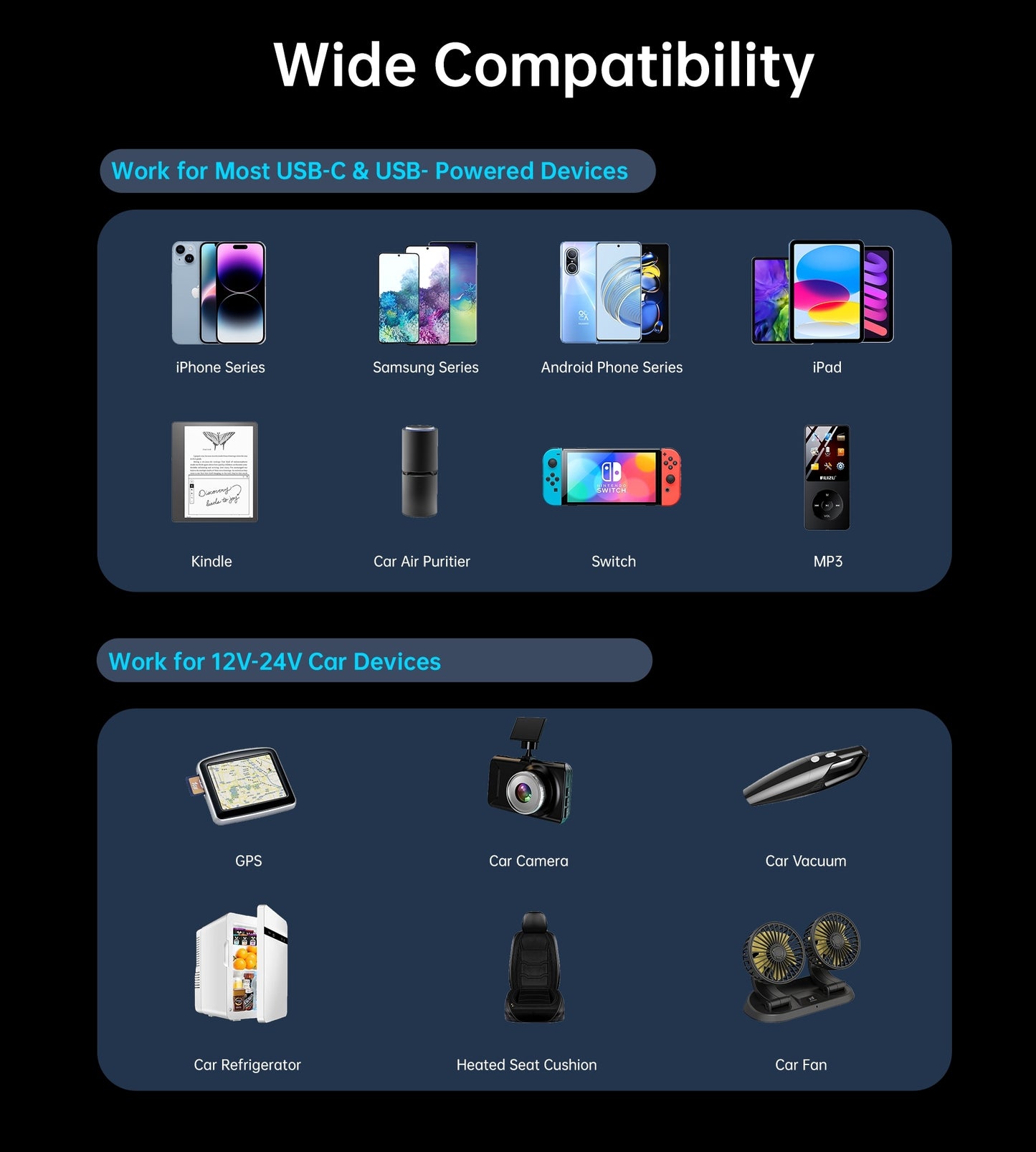 CHOETECH TC0020 45W 2 Sockets + 2x USB-C + 1x USB-A Cigarette Lighter Splitter