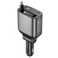 CHOETECH TC0033 105W USB-C+USB-A Fast car charger with Stretchable USB-C + Lightning cables - SuperSaverAU - view 1