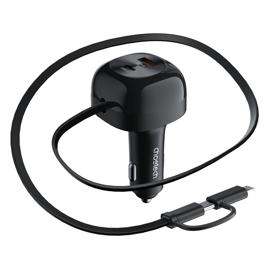 CHOETECH TC0036 PD45W USB-C+USB-A car charger with C+L Interface - SuperSaverAU - view 1