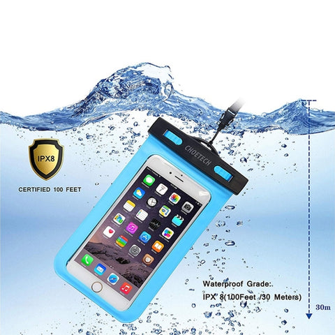 CHOETECH WPC007-BE Waterproof Phone Pouch up to 8 Inch - Blue