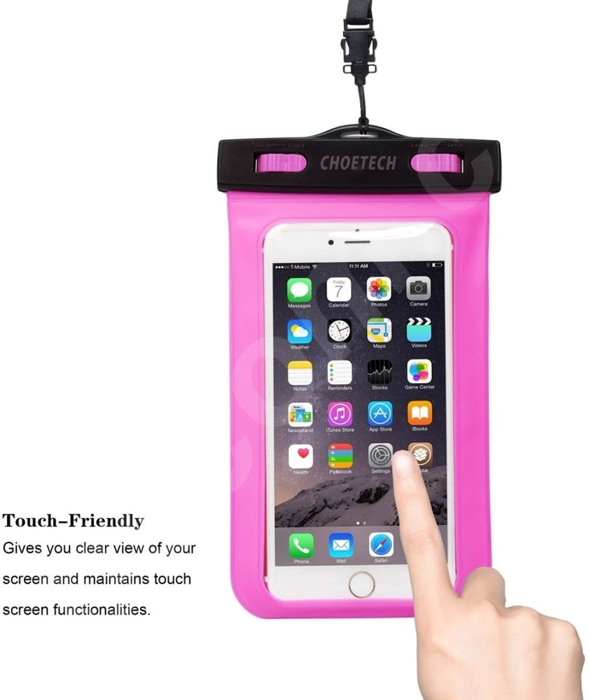 CHOETECH WPC007-PK Universal WaterProof Cell Phone Pouch bag up to 8-inch (Pink) - SuperSaverAU - view 7