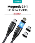 CHOETECH XCC-1034 60W C to C 1M Cable with 3 Replaceable Connecter - SuperSaverAU - view 2