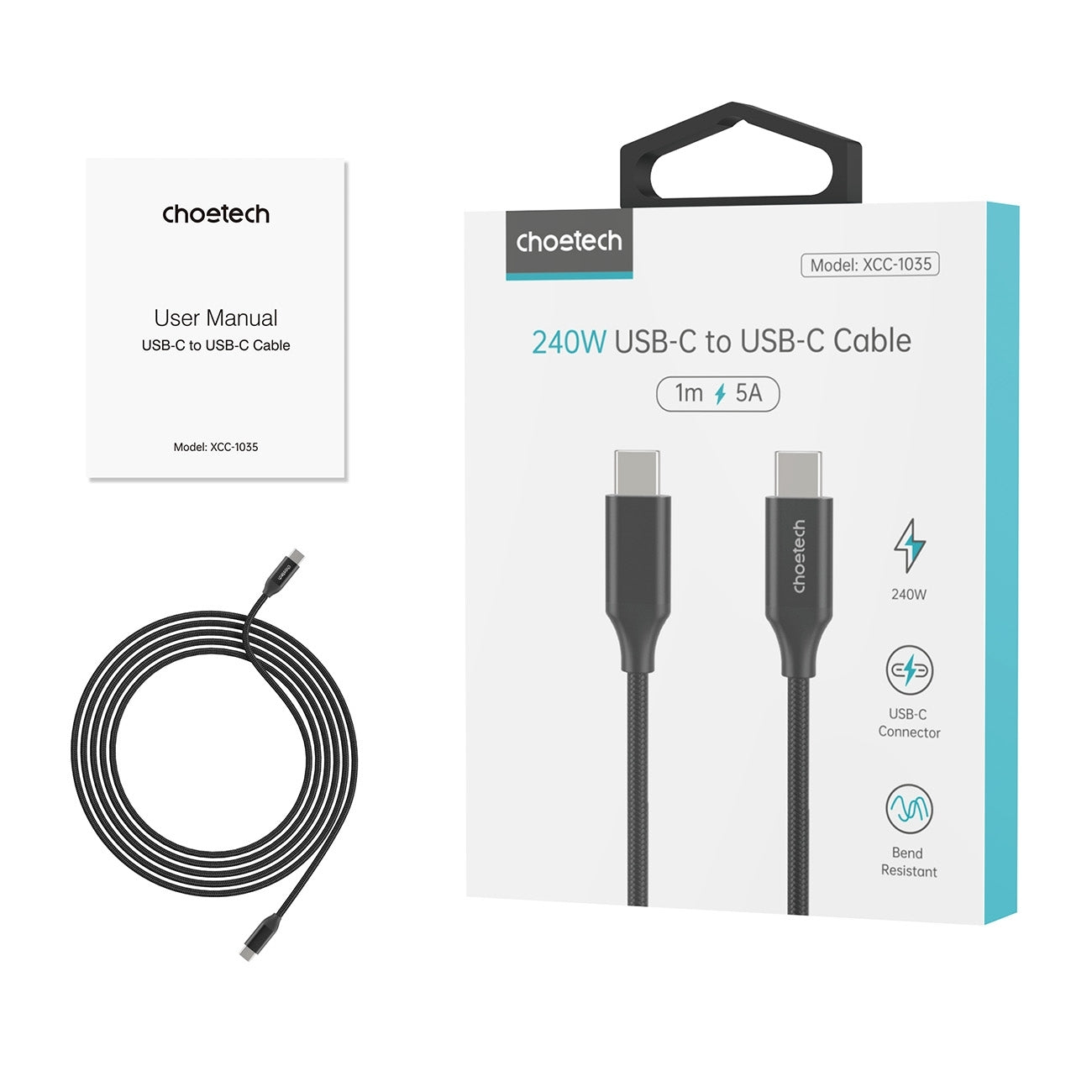 CHOETECH XCC-1035 USB-C M to M PD3.1 240W Super Fast Charging Cable 1M - SuperSaverAU - view 6