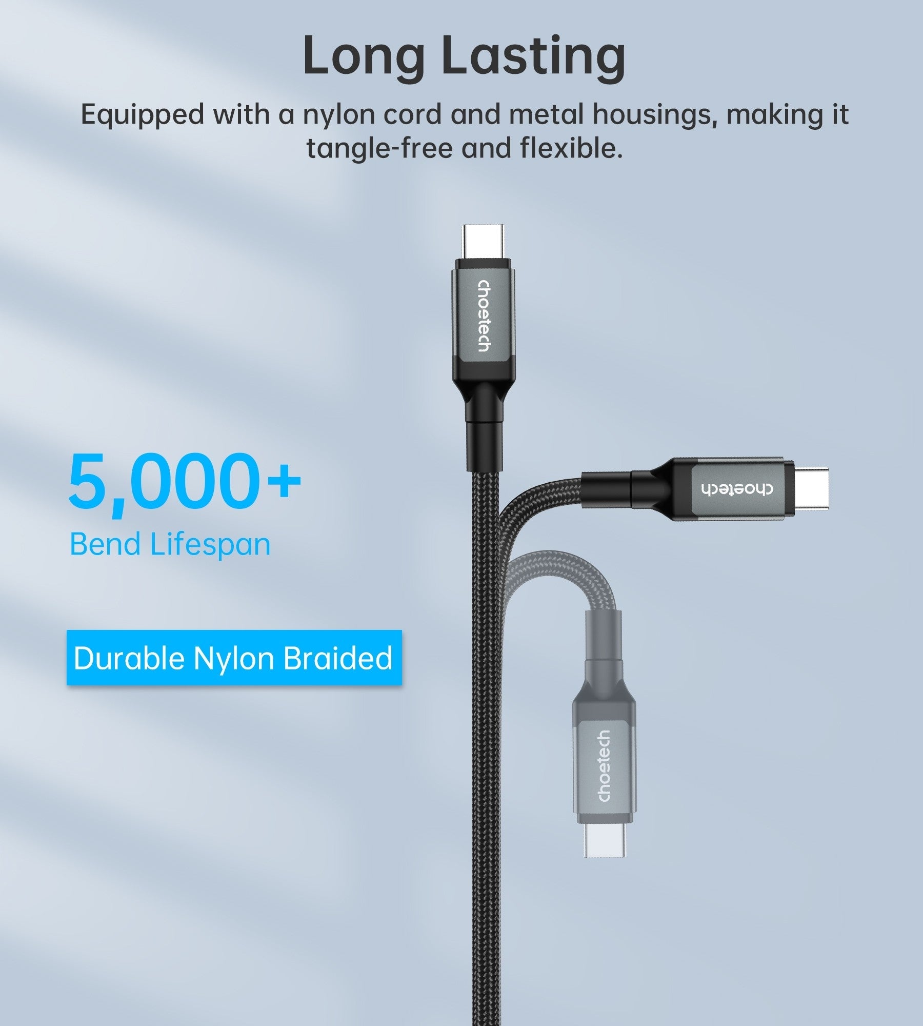 CHOETECH XCC-1040 USB-C M to M 240W Super Fast Speed Gen3 Cable 1.2M - SuperSaverAU - view 6